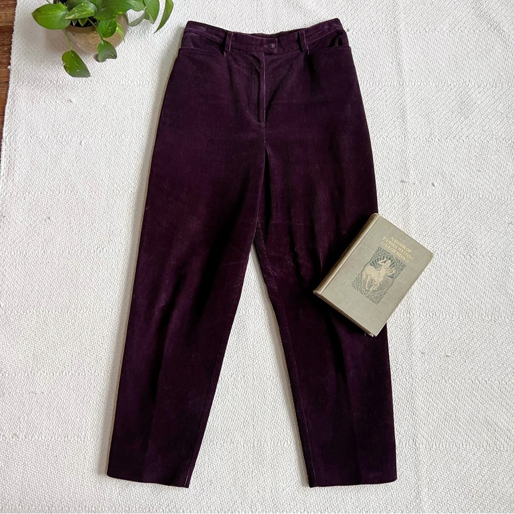Vintage Deep Plum Corduroy Trousers | Size 10 | Fall Pants